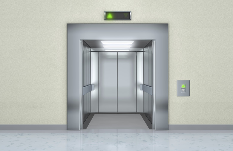 Modern elevator with opened doors