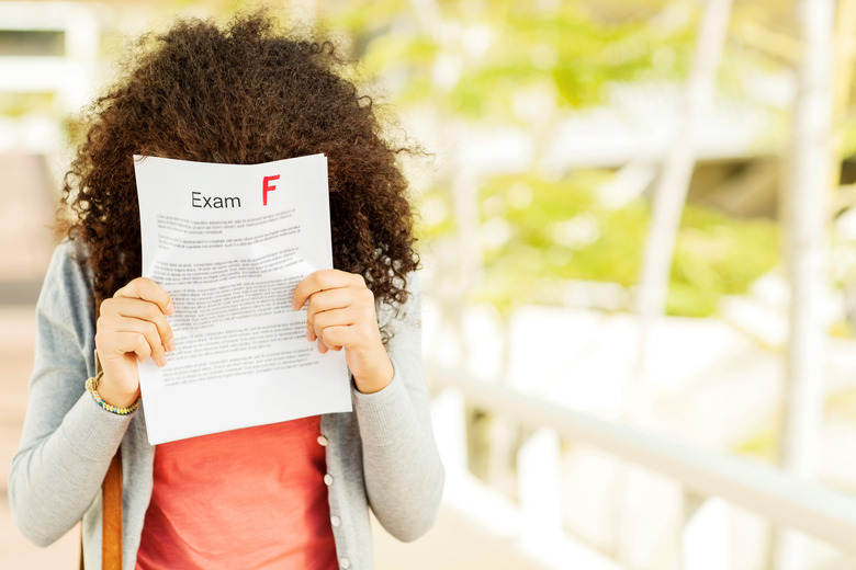 Disappointed Girl Holding Result In Front Of Face On Campus