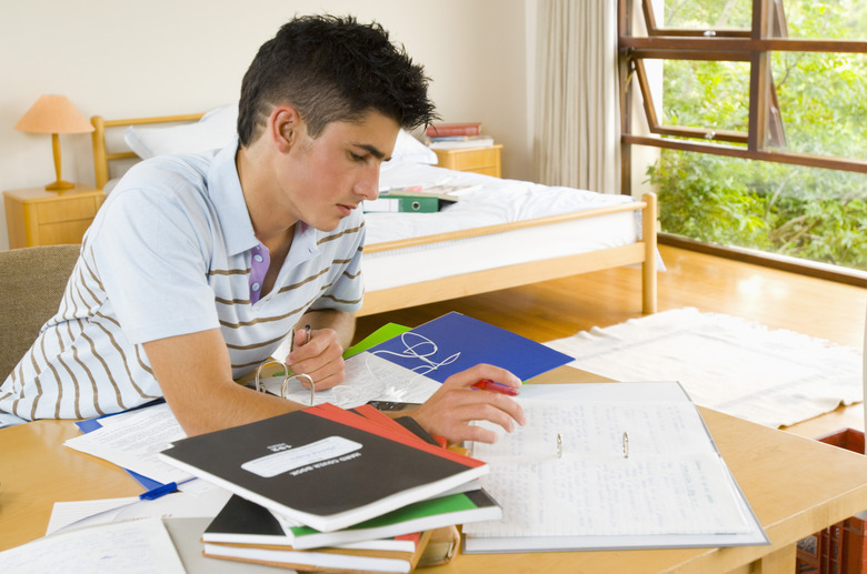 Teenage boy doing homework