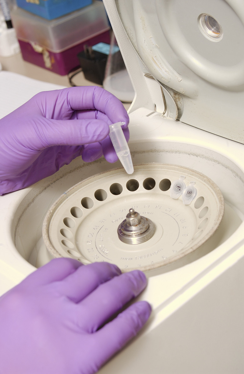 Scientist using test tube centrifuge