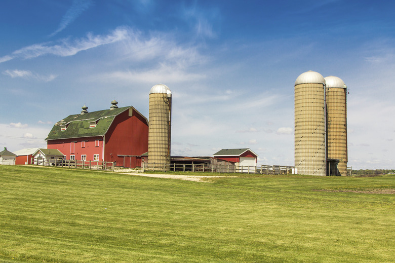 American country farm with silos