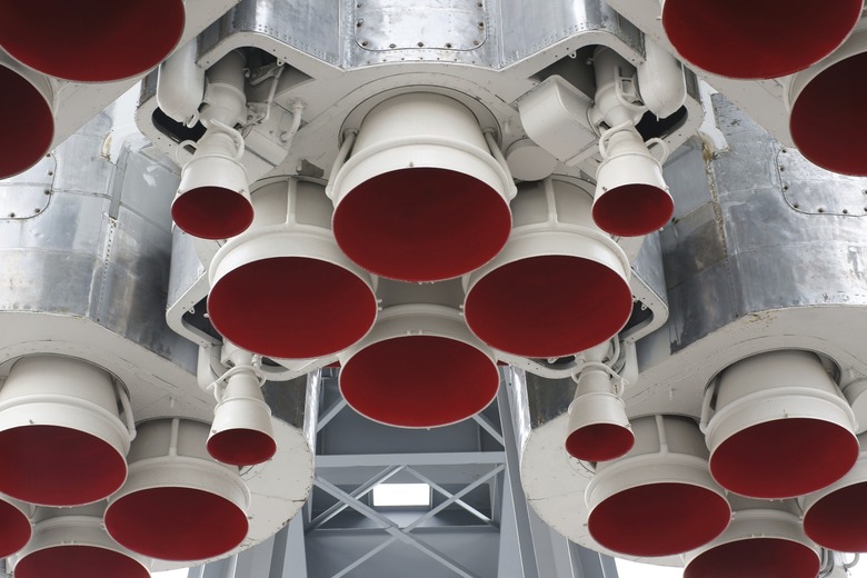 Bottom details of space rocket engine