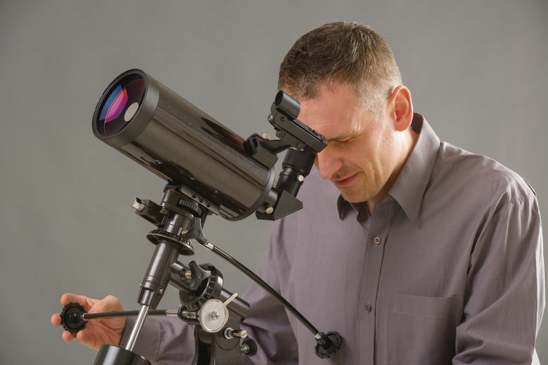 Man looking through telescope