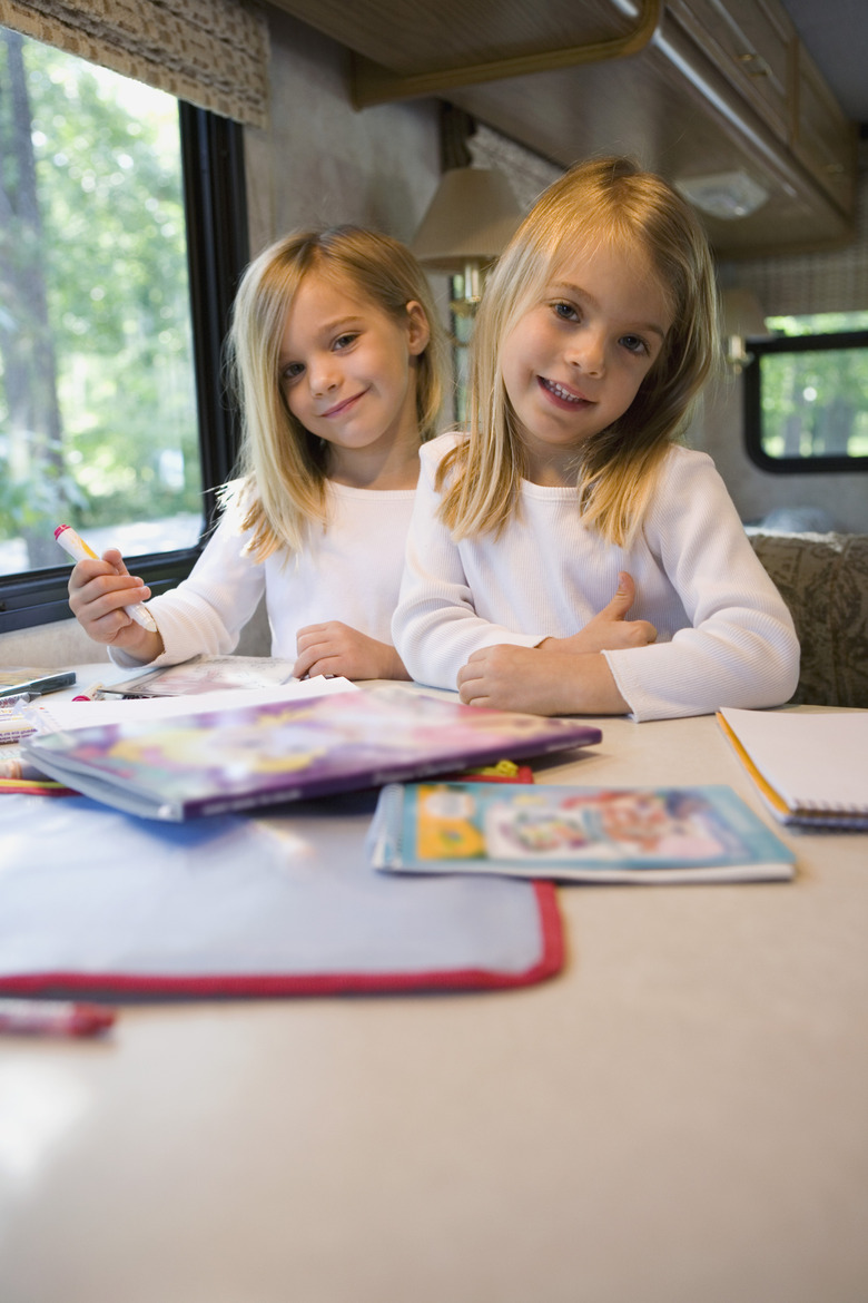 Twin girls playing indoor