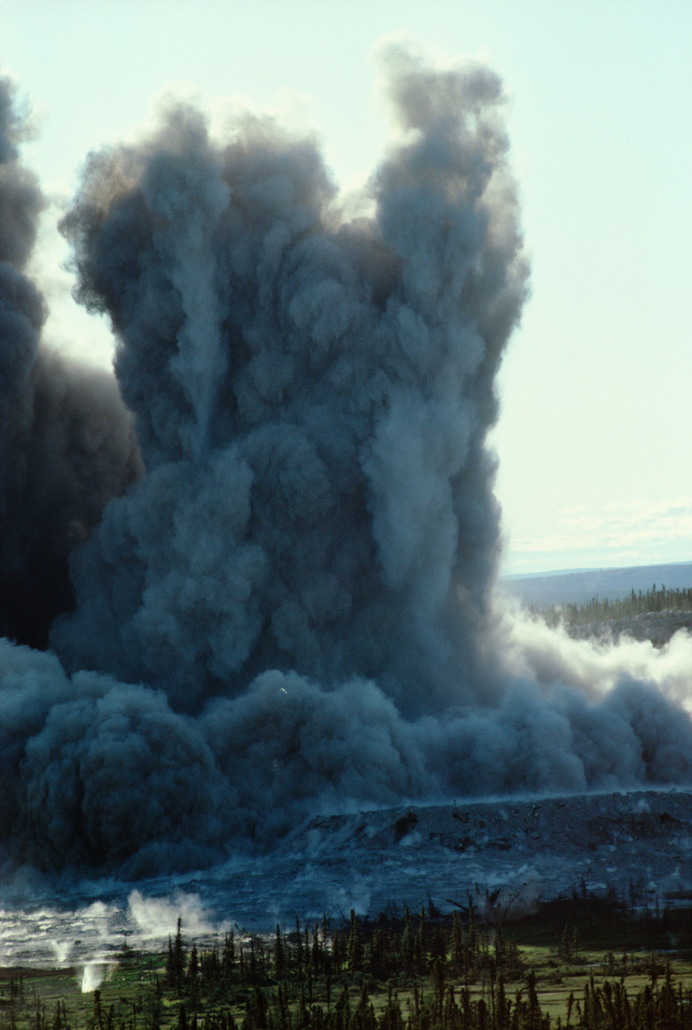 Cloud of smoke from explosion, James Bay, Canada