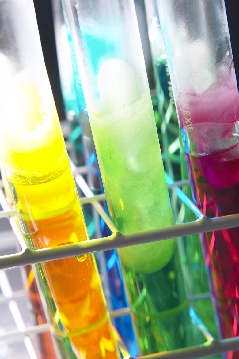 Colorful liquid in test tubes