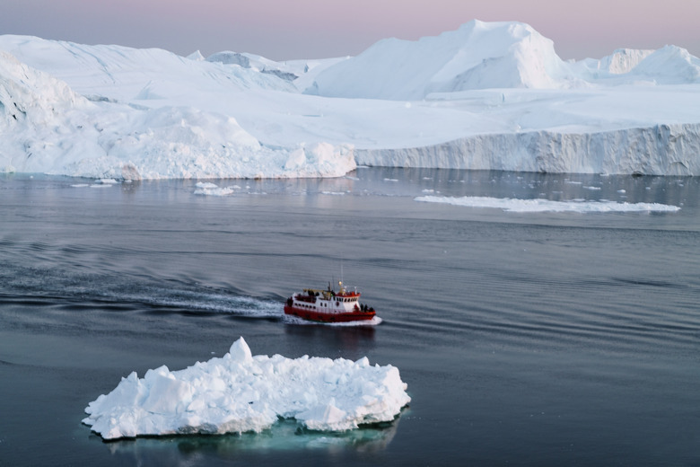 Arctic Icebergs on Arctic Ocean in Greenland