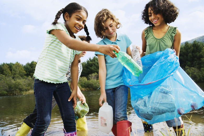 Little Kids Picking up Trash