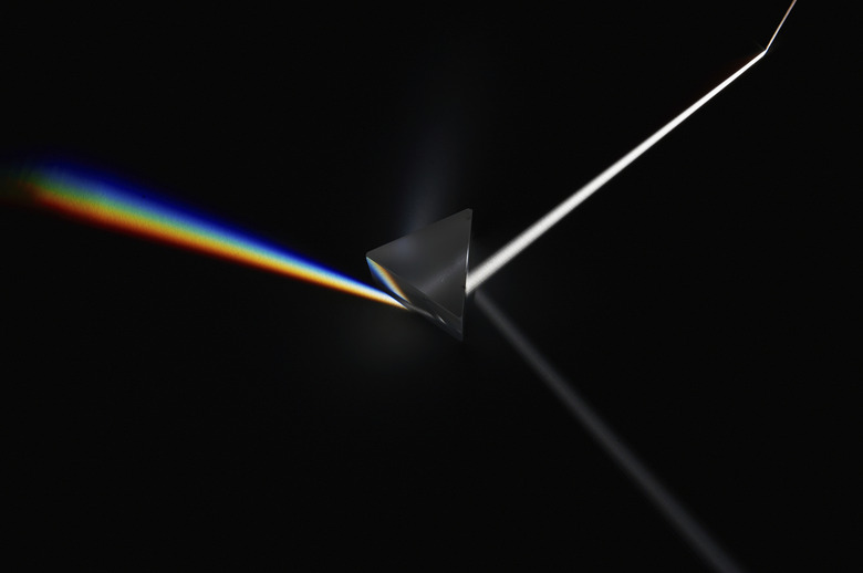 Prism refracting a white light beam