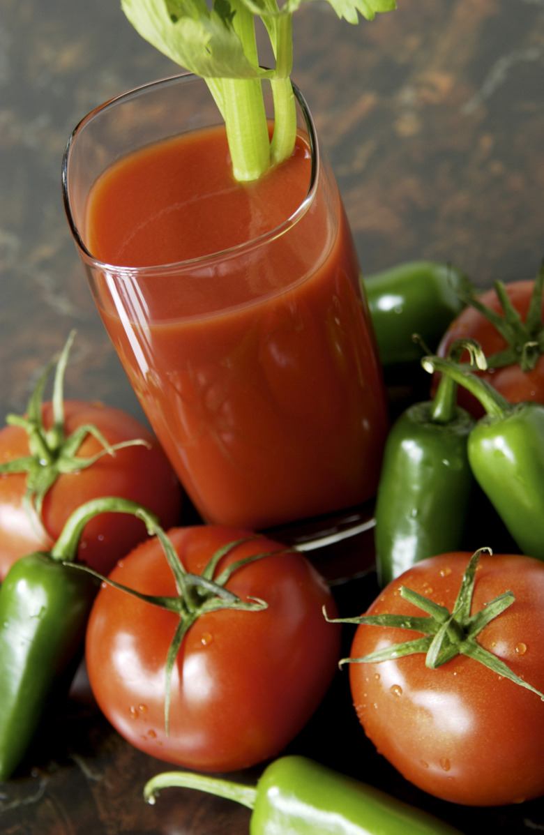 Tomatoes, juice, and peppers