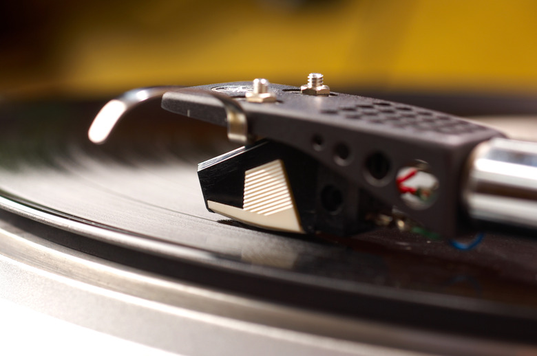 Close-up of record player