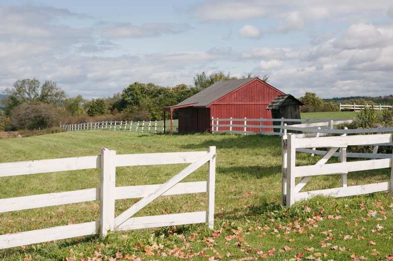 Fence, barn, and barnyard