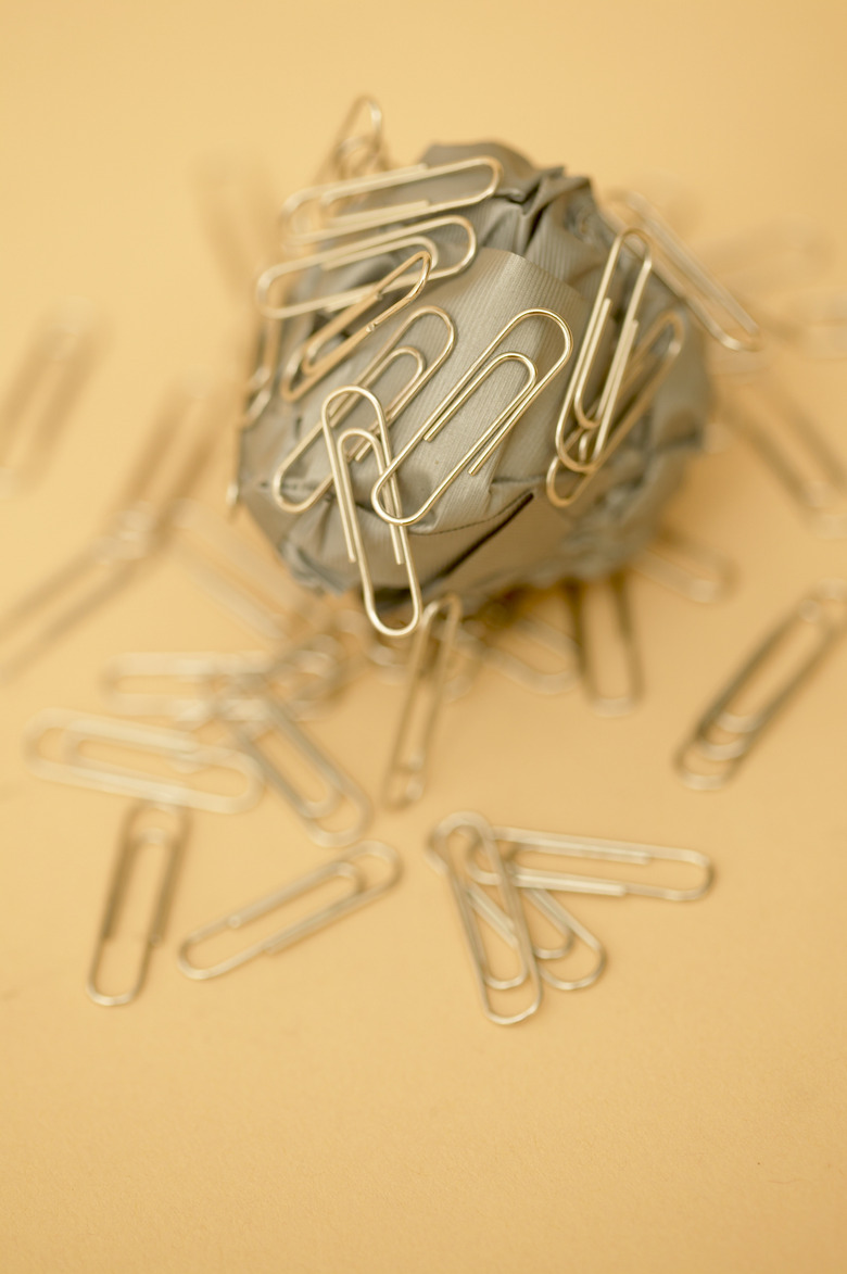 Paper clips on a magnet