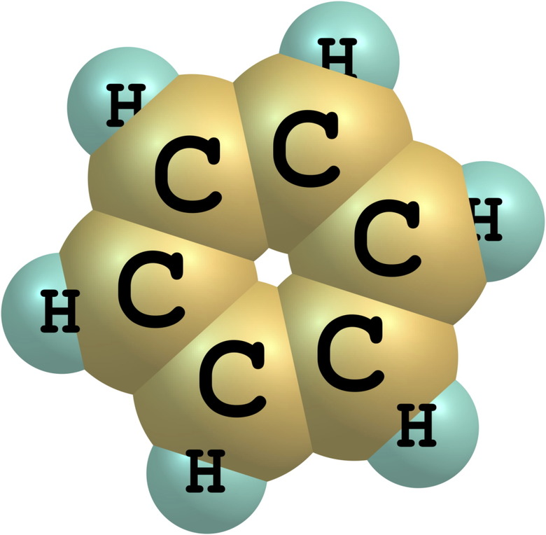 Benzene molecular structure on white background