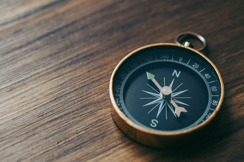 High Angle View Of Compass On Table