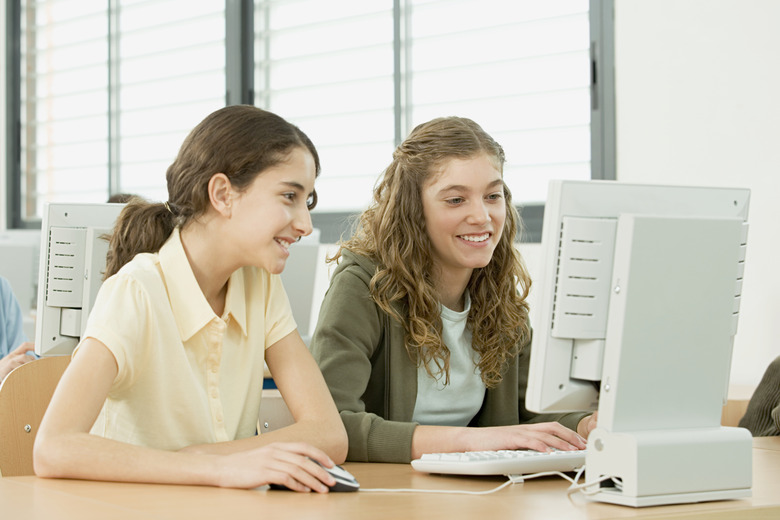 Girls working on computer