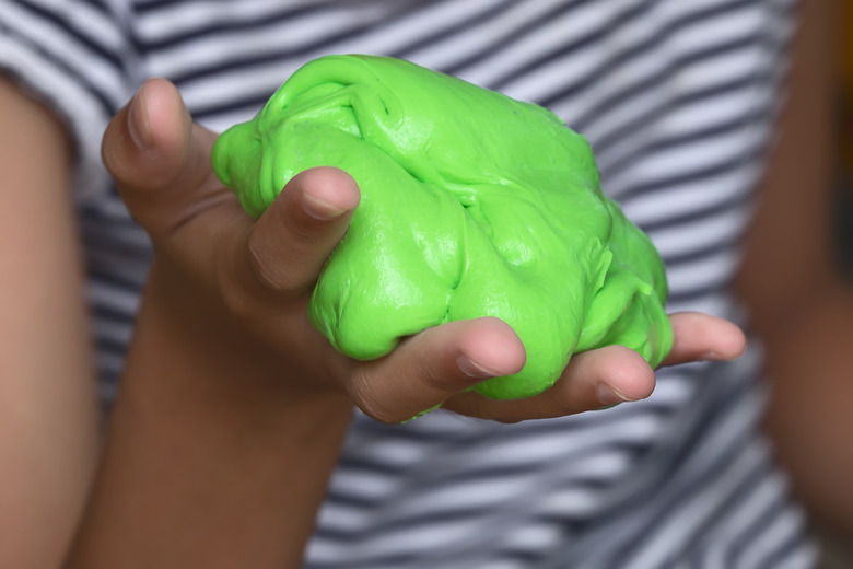 Kid Playing Hand Made Toy Called Slime, Experiment Scientific Method