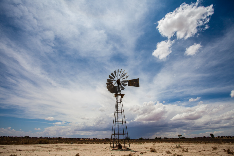 windmill water pump in semi-desert