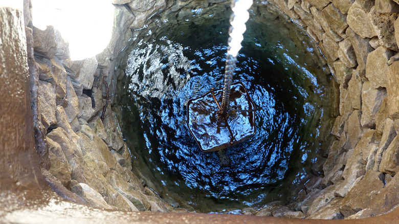 Iron bucket with water well