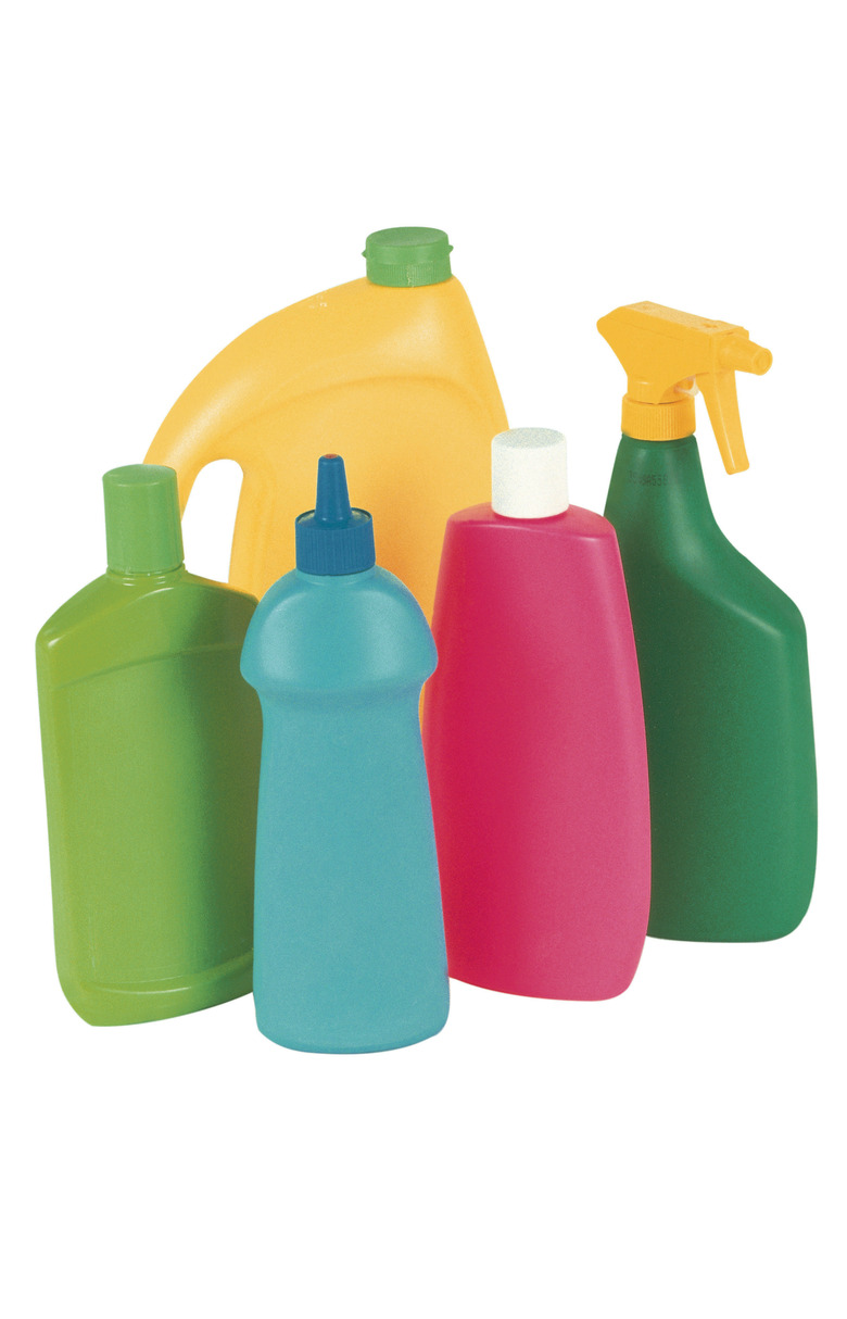 Containers of household cleaners