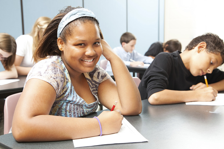 Pretty African-American Teen in Class