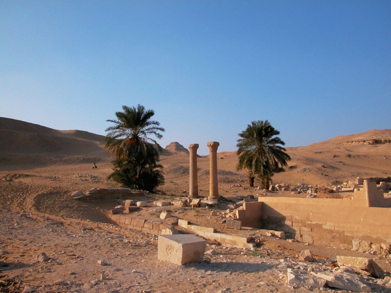 Columns in an arid landscape, The Step Pyramid of Zoser, Saqqara, Egypt