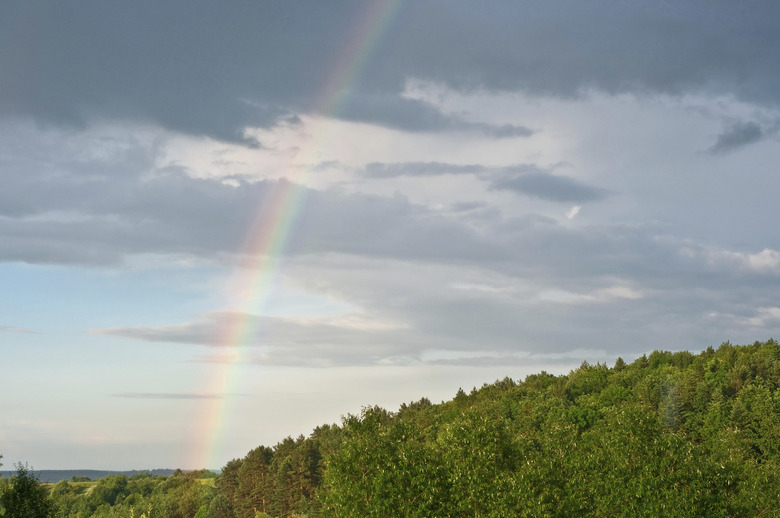 Rainbow in the dark sky.