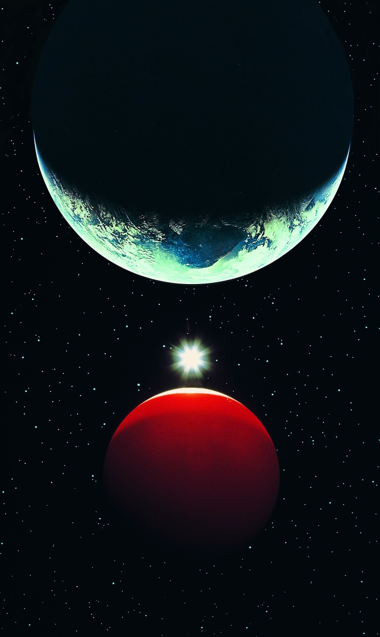 Earth, Red Planet and Sun