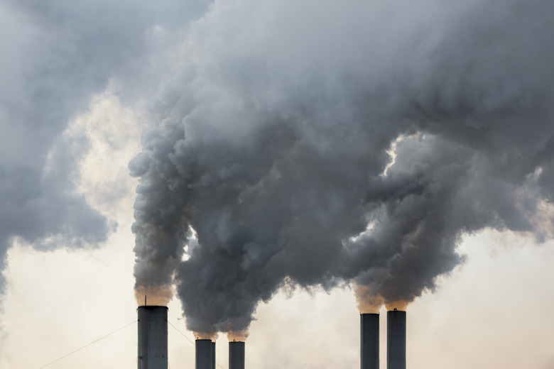 Smoke emerging from chimneys