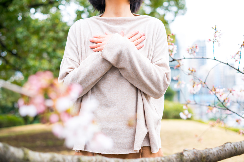 Woman and cherry blossom