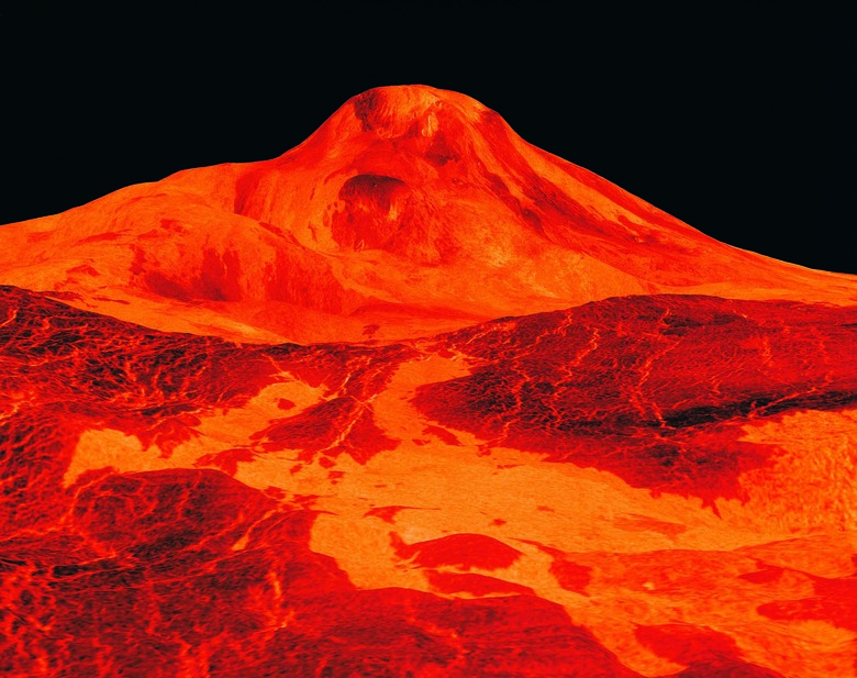 Three dimensional perspective view of the surface of Venus