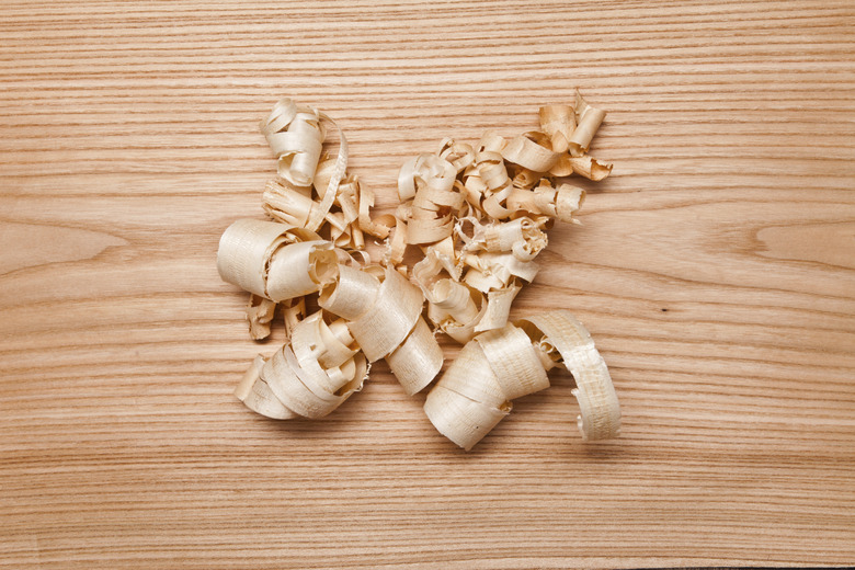 Woodchips (shavings) on wooden surface