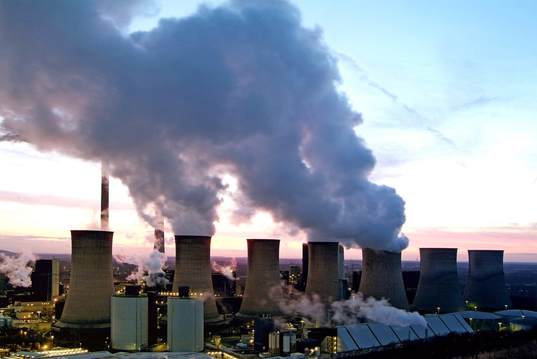 coal power plant at dusk