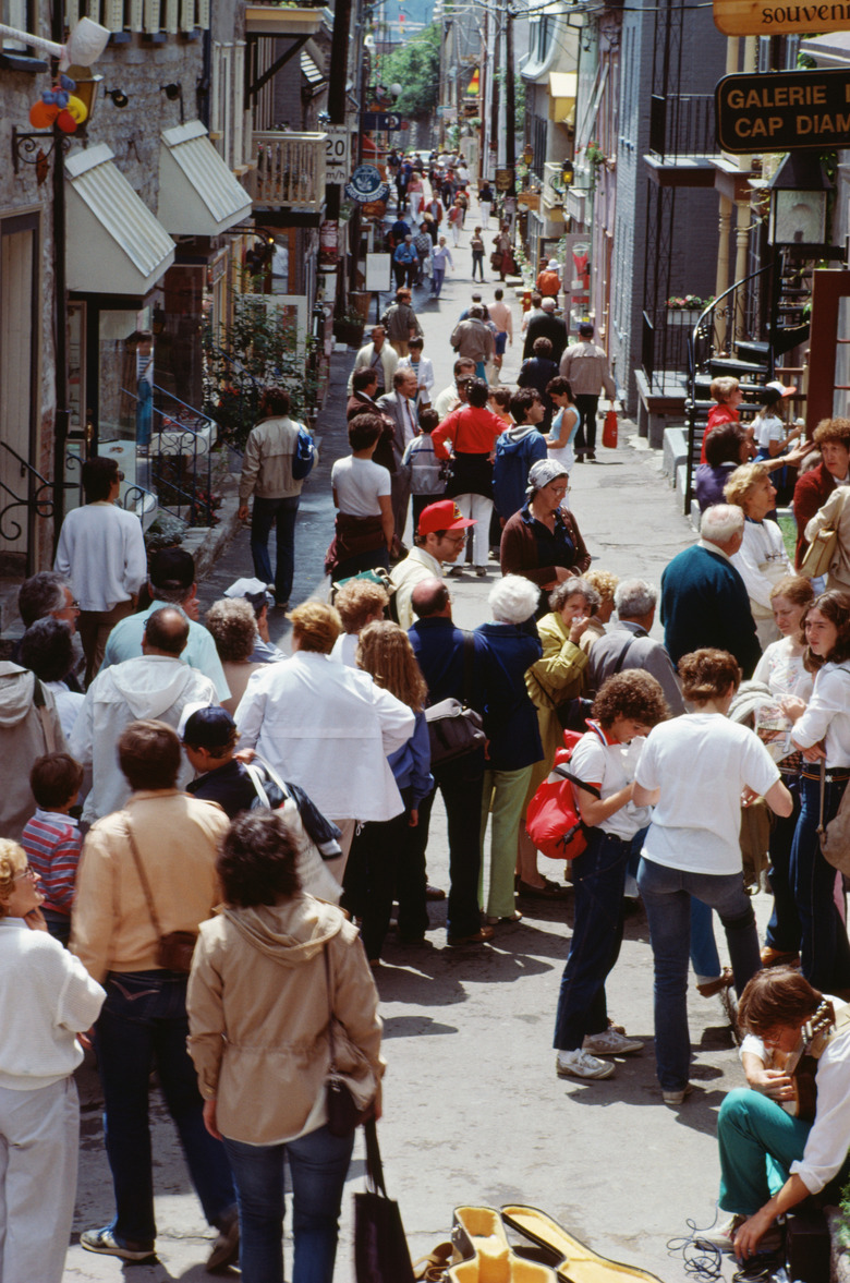 Crowd at street festival in Quebec, Canada