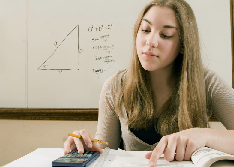 Student using a calculator