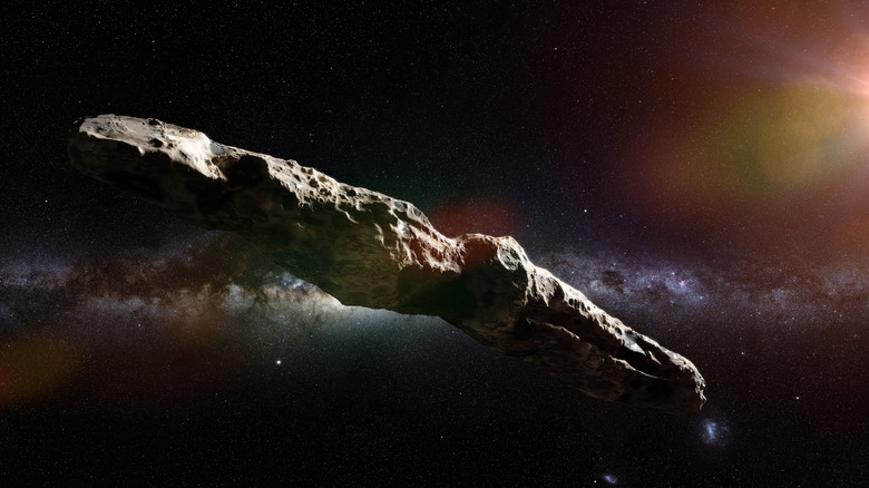 Oumuamua is an active comet, interstellar object  passing through the Solar System, unusual shaped asteroid