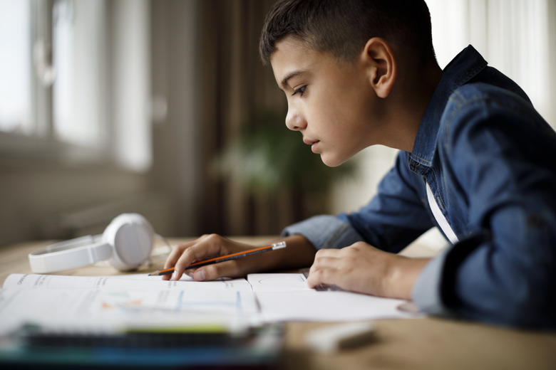 Teenage boy doing homework