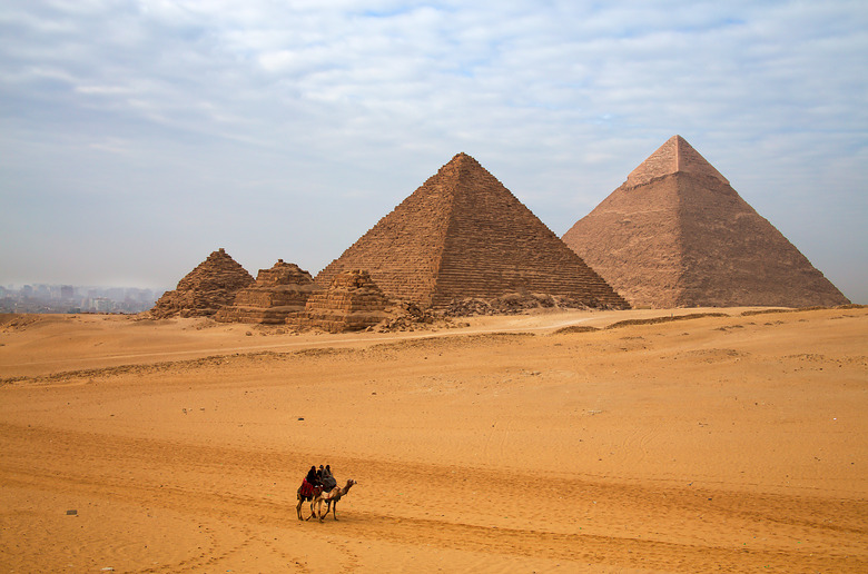 Egyptian pyramid and the rider on the camel