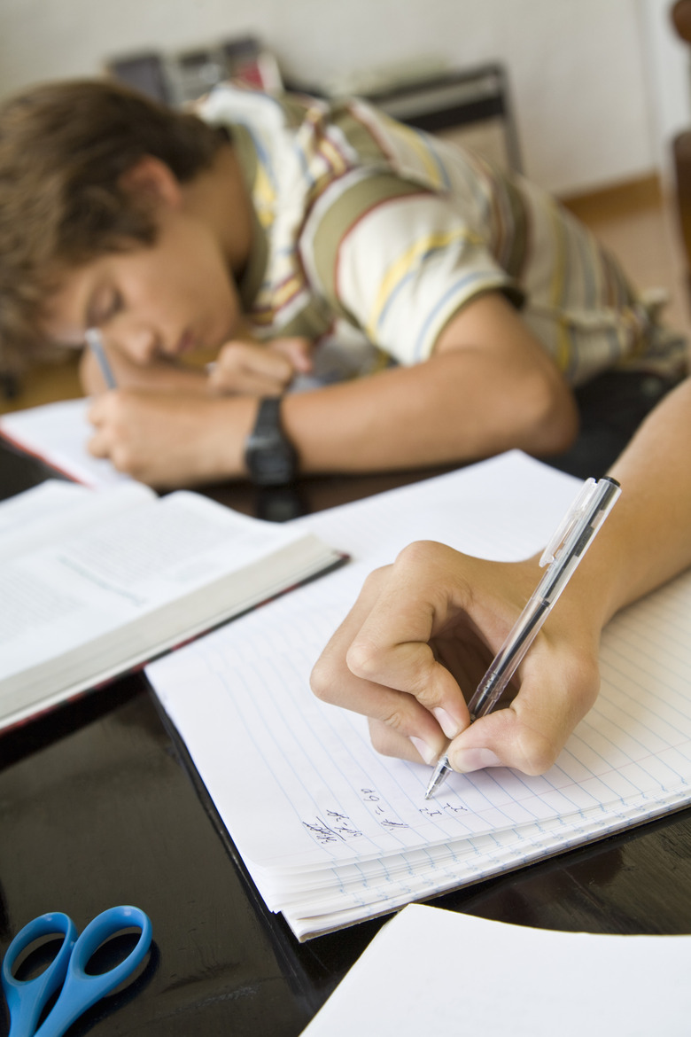 Teenage boys doing homework