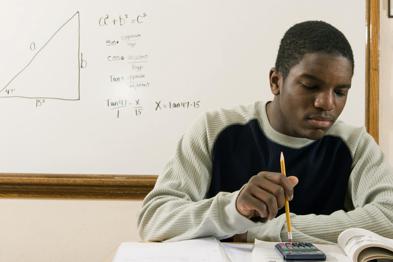 Student using a calculator