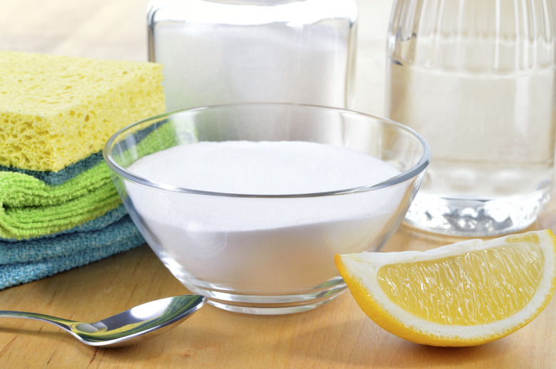 Natural cleaners. Vinegar, baking soda, salt and lemon.