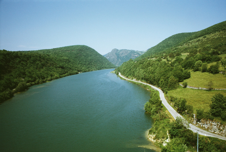 Overlooking water and scenic rural landscape in France