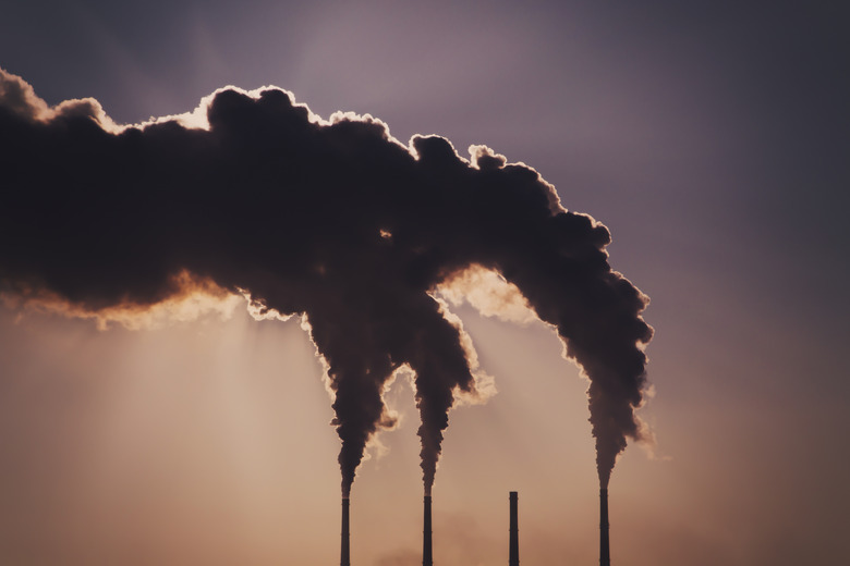 Air pollution clouds of smoke coming from the chimneys