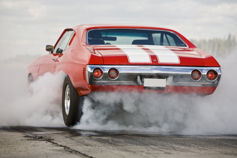 Muscle car burning rubber