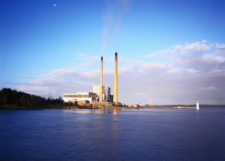 View of an industrial plant on a riverside