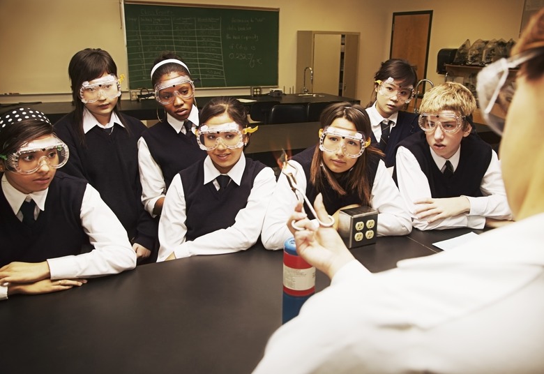 Students watching a science experiment