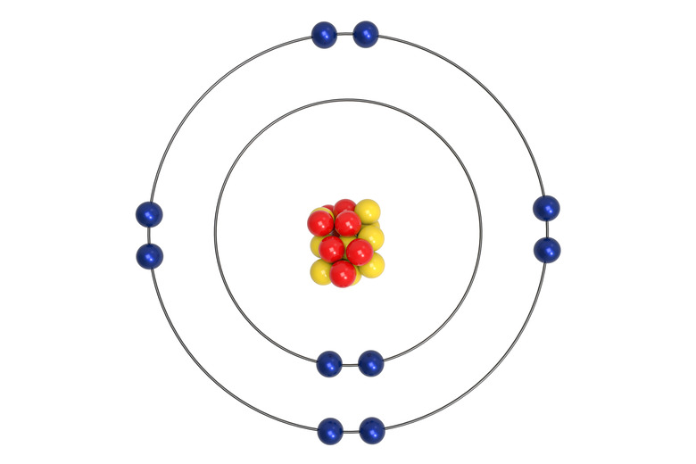 Neon Atom Bohr model with proton, neutron and electron