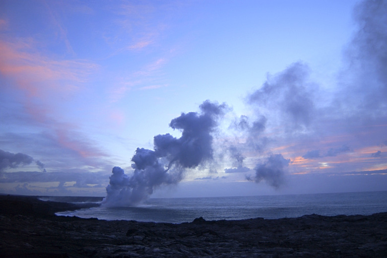 Smoke rising from Kilauea volcano