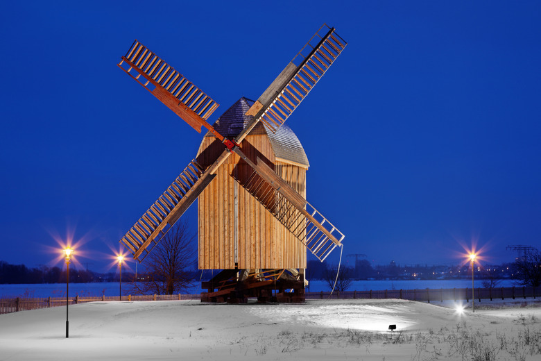 post mill in winter