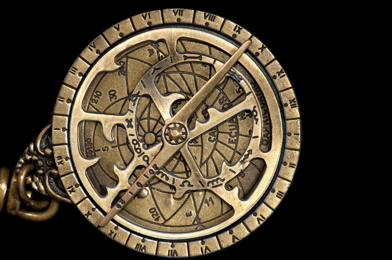 Brass astrolabe, a madieval astronomical navigation instrument.